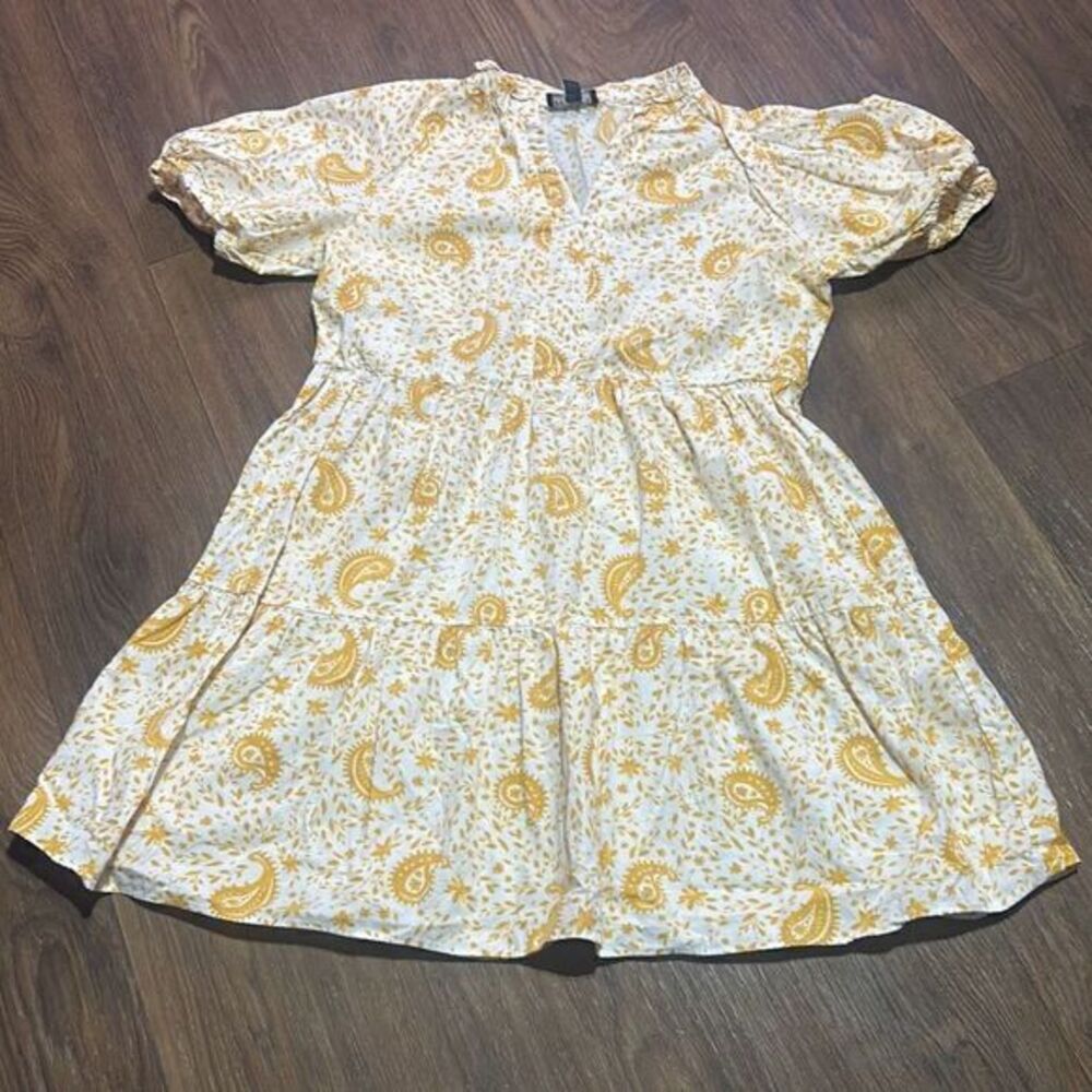 Ivy street paisley print tired baby doll dress‎ cotton mini prairie sun dress